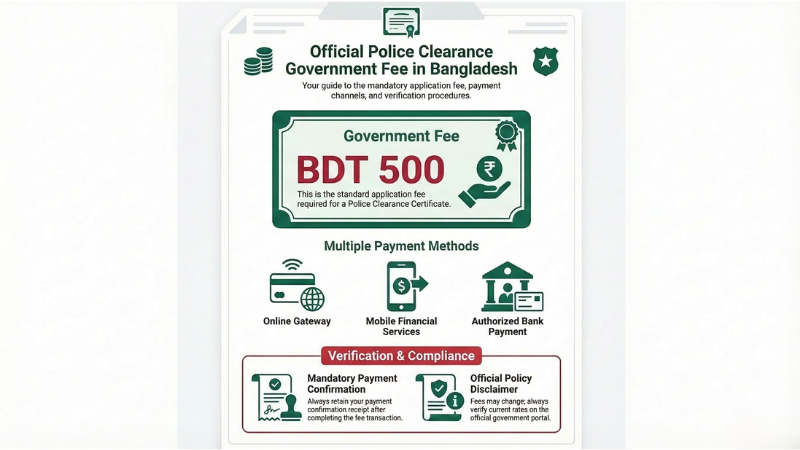 Police clearance fee structure in Bangladesh